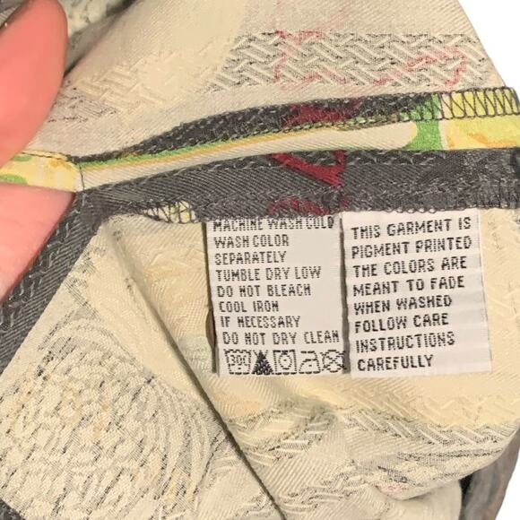 Men's L TOMMY BAHAMA Silk Martini Cocktail Novelty Print Shirt Short Sleeve Gray - Picture 3 of 7